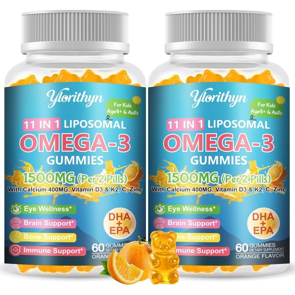 Liposomal Omega 3 สําหรับ Multi DHA + EPA เพิ่ม 400MG แคลเซียม D3 + K2 B12 C Zn B Eye และ Immune por