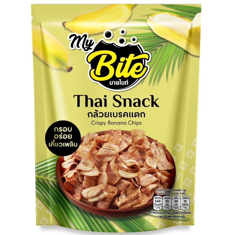 มายไบท์กล้วยเบรคแตก 100กรัม My Bite Crispy Banana Chips 100g.