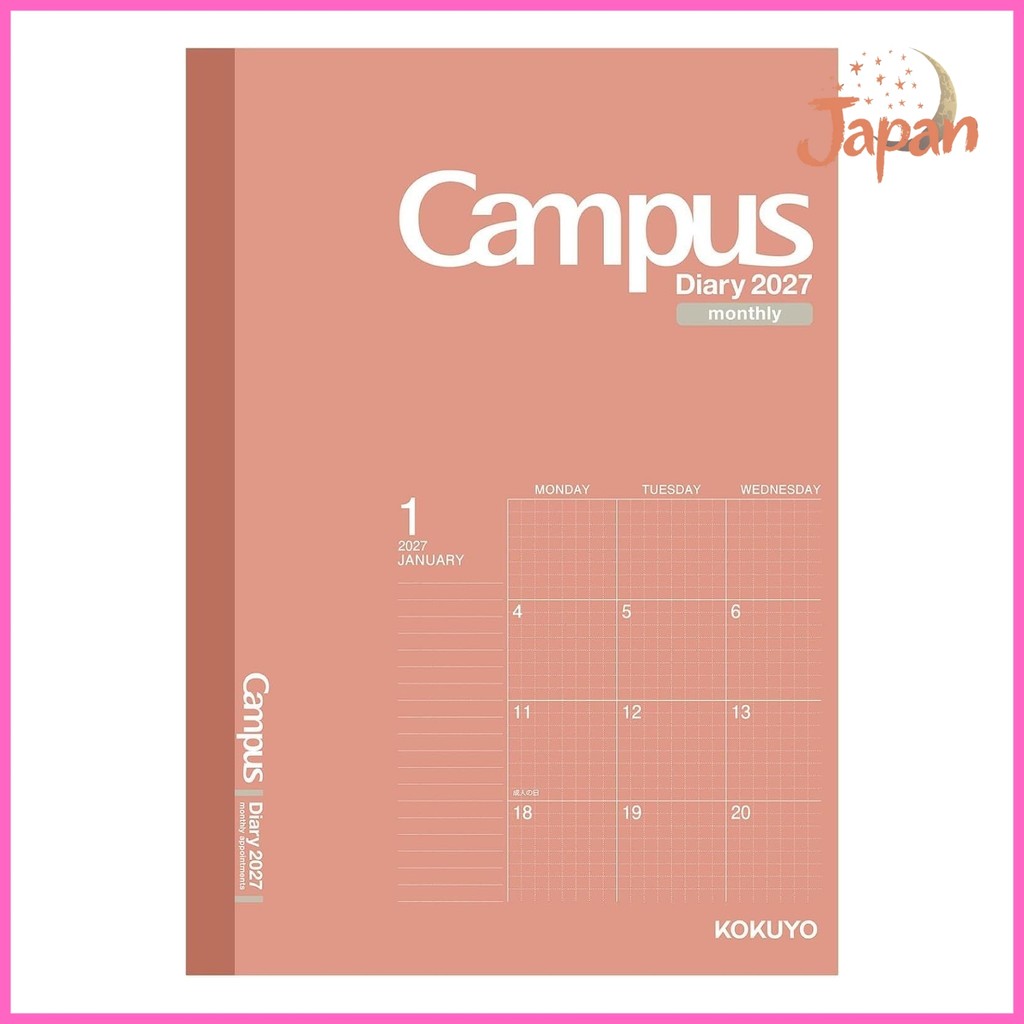 [Direct from Japan]Campus Diary 2027 Monthly Block Grid A5 Red (CMSR-A5-27) - Starts December 2026 F