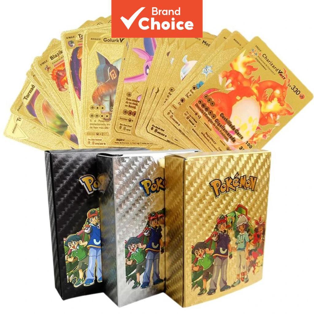 10-55 ชิ้น Pokemon Gold ฟอยล์การ์ด Golden Metalicas ตัวอักษร Charizard Vmax GX Series ภาษาอังกฤษสเปนเกม Trading Card Collection