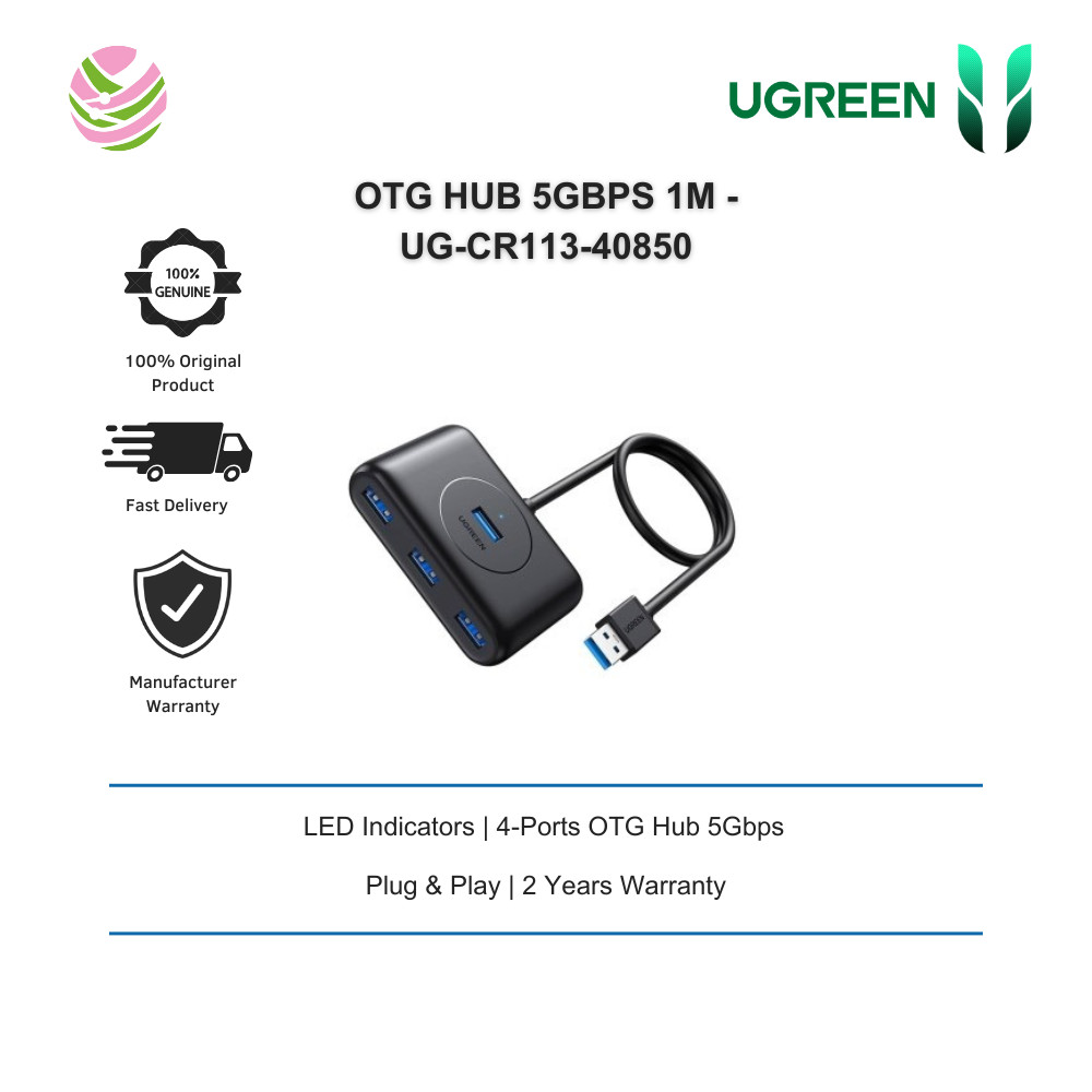 UGREEN USB-A 3.0 พร้อม USB-C 4-PORTS OTG HUB 5GBPS 1M - UG-CR113-40850
