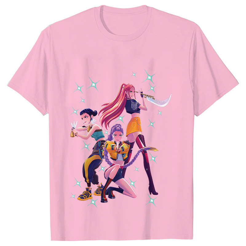 เสื้อยืดพิมพ์ลาย Kpop Demon Hunters 2D เพื่อผู้หญิง แขนสั้น ยอดนิยม