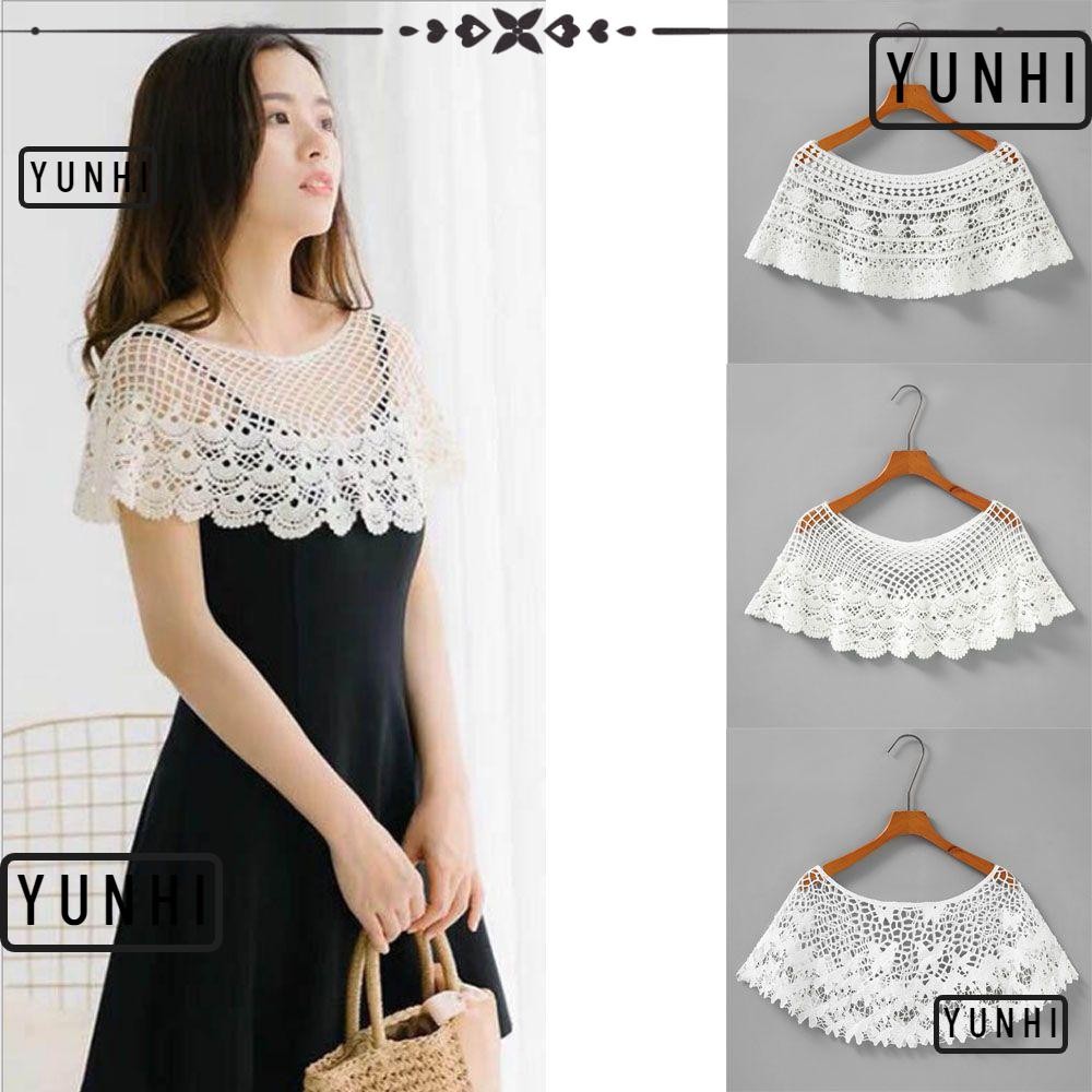 YUNHI Shrug Poncho Women Vintage Lace Hollow Out Shawl