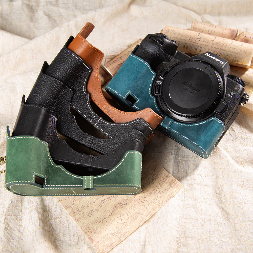 เหมาะสําหรับ Nikon Z63 เคสป้องกันกล้องฐานหนังวัว Nikon Z63 เคสหนังหนังแท้เคสป้องกันทําด้วยมือ