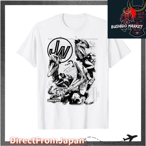 เสื้อยืดลายตารางขาวดำ Jurassic World Raptor Squad 【DirectFromJapan】