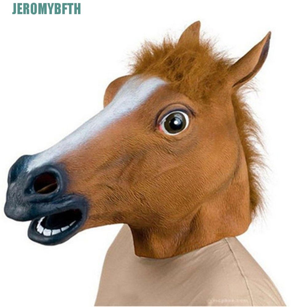 JEROMYBF BoJack Horseman Head Cover Creative สําหรับผู้หญิงผู้ชายคอสเพลย์หน้ากากจําลองตลกสัตว์เครื่อ
