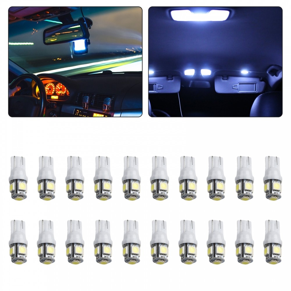 Car Lights 5W 6000K License Plate Reading T10 White 20pcs Anti-vibration
