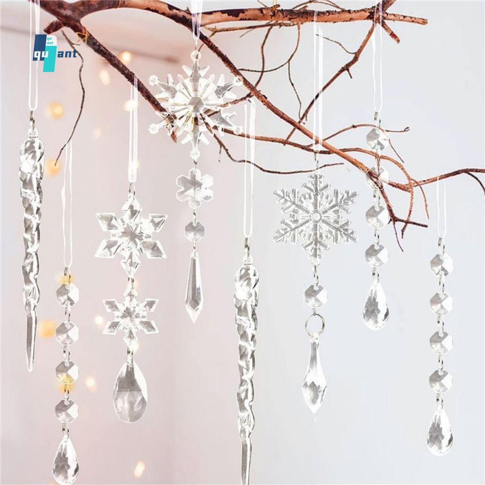 QUANTUMSKY 10 ชิ้น/เซ็ต Snowflake Icicle เครื่องประดับ,จําลองตกแต่งเกล็ดหิมะแขวนจี้,อะคริลิคเกล็ดหิม