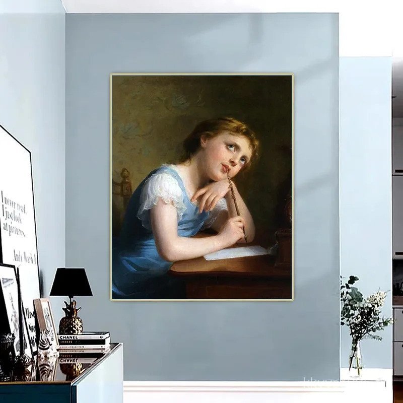 ภาพวาดสีน้ำมัน Fritz Zuber-Buhler "ความคิดมหัศจรรย์" สำหรับตกแต่งบ้านและห้องนั่งเล่น 3BJQ