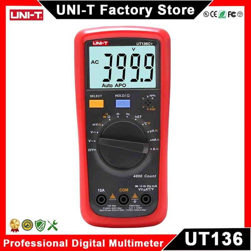 UNI-T มัลติมิเตอร์ UT136B+ UT136C+ UT39A+ UT39C+ UT39E+ โวลต์มิเตอร์แบบดิจิตอล แอมมิเตอร์ Hz Ohm Cap