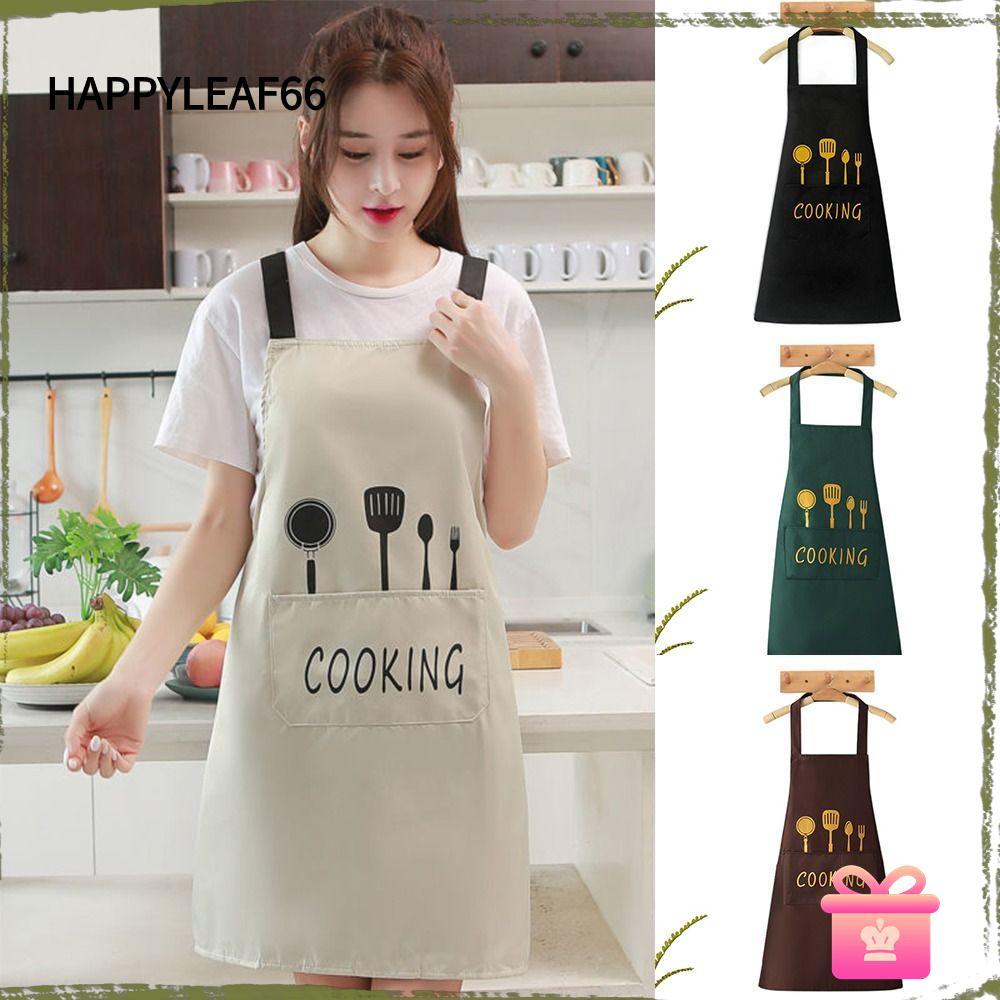 HAPPYLEAF66 Kitchen Smock, Oilproof ผ้ากันเปื้อนกันน้ํา,แขนกุด PVC Nail Art Cafe Workwear