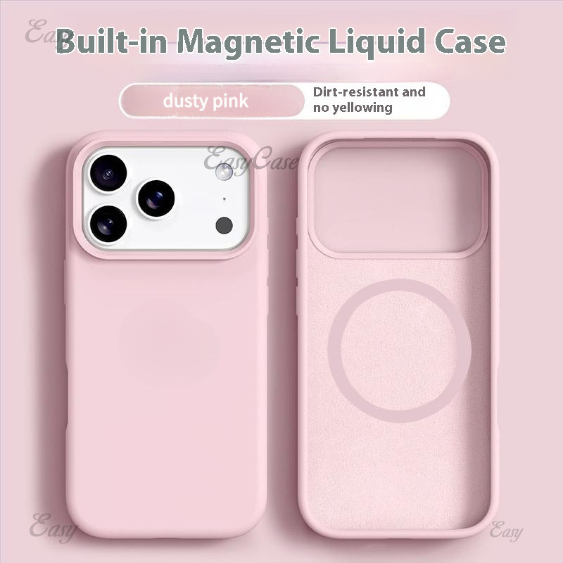พร้อมโลโก้aAI แบบบูรณาการปุ่มซิลิโคนเหลว Magnetism ดูดเคสทนสิ่งสกปรกสําหรับ iPhone 17Air 16 15 17 ProMax กันลื่นและป้องกันการตกกระแทกฝาหลัง