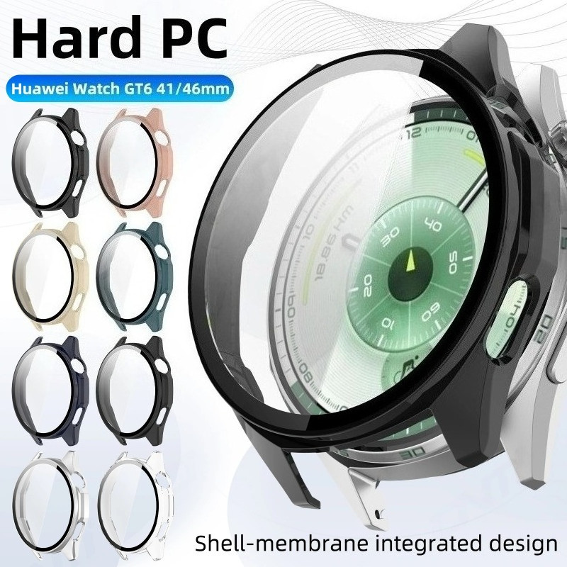 กันกระแทก PC + กระจกนิรภัยสําหรับนาฬิกา Huawei GT 6 41/46 มม. 9H Shell-Film Combo สําหรับ Huawei GT6 Pro GT5 GT5 Pro