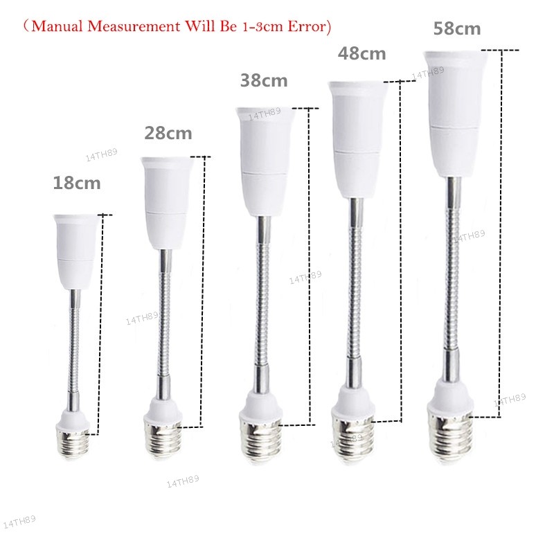18 ซม.28 ซม.38 ซม.48 ซม.58 ซม.ผู้ถือไฟแปลงยืดหยุ่น E27 ถึง E27 LED ฐานหลอดไฟซ็อกเก็ต 14TH89