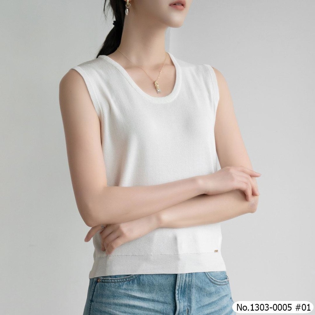 เสื้อแขนกุด No.1303-0005 แบรนด์ Vertier ผ้าไหมพรม