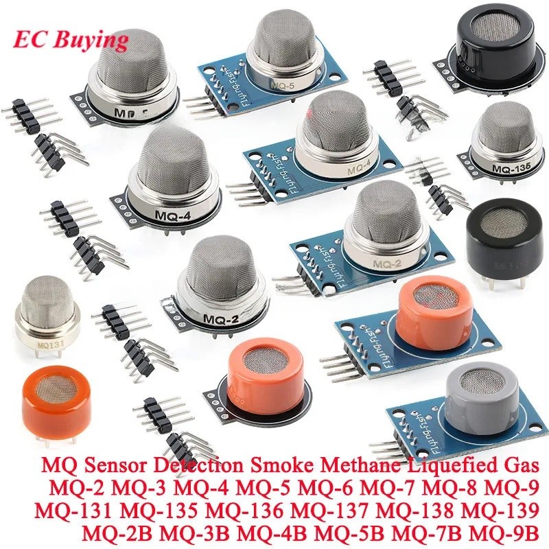 1-5 ชิ้น MQ-2 MQ-3 MQ-4 MQ-5 MQ-6 MQ-7 MQ-8 MQ-9 MQ-135 MQ-131 การตรวจจับควัน Methane Liquefied Gas 