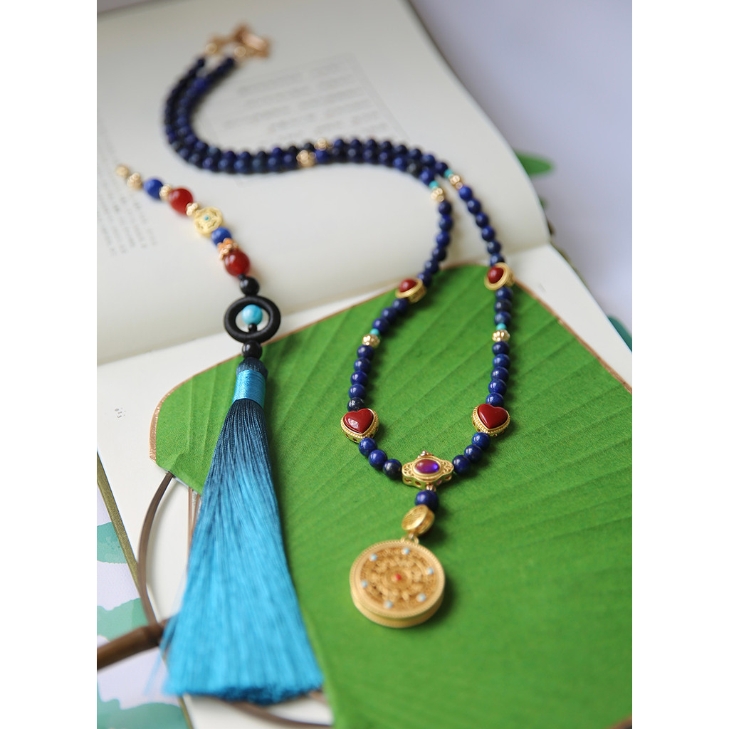 Shuangque Lanting Pavilion Original Design Lapis Lazuli ดอกไม้ผ้าไหมกล่องธูป Yingluoming Made Hanfu 