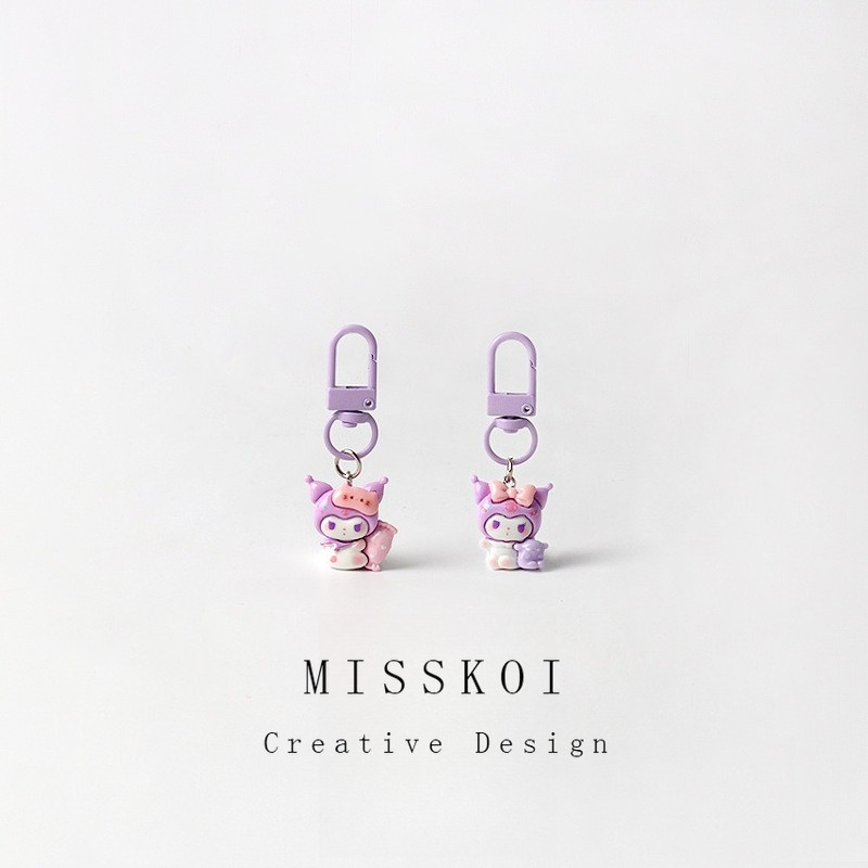 MISSKOI พวงกุญแจอนิเมะน่ารัก สไตล์ Kuromi สำหรับกระเป๋านักเรียน ดีไซน์เฉพาะตัว