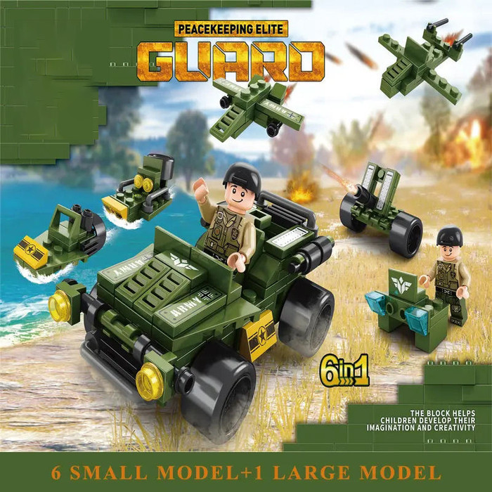 LELE BROTHER 6-in-1 Military Car Building Blocks LEGO 106 Bricks - 8732-2