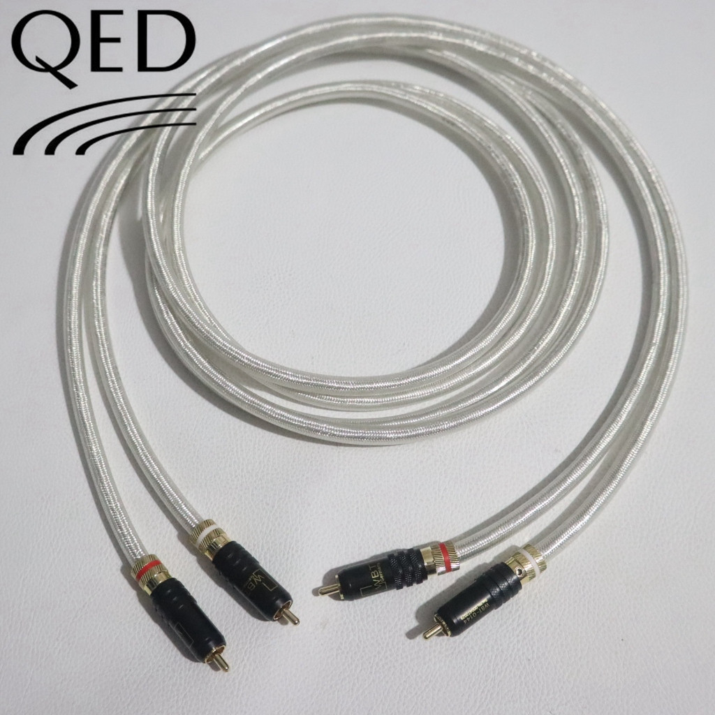 ขอแนะนํา คุณภาพสูง QED Silver Plated Audiophile RCA Cable เชื่อมต่อกันด้วยสายสัญญาณเสียงปลั๊ก RCA ชุ
