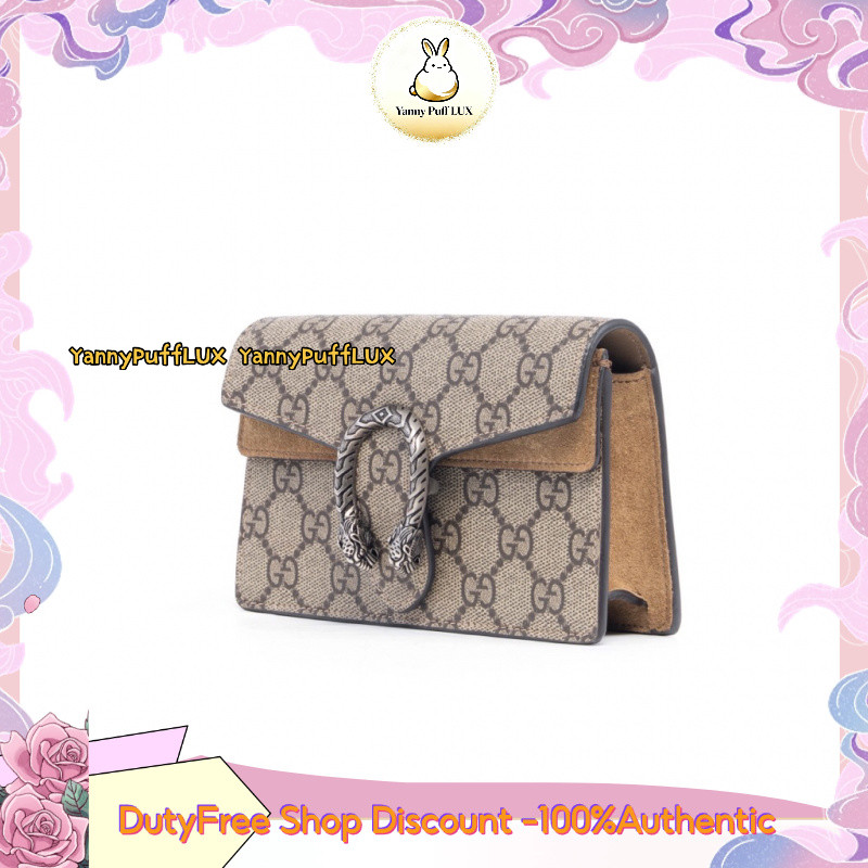 GUCCI DIONYSUS SUPER MINI สีน้ำตาล กระดุมหัวเสือลายดอกไม้เก่า กระเป๋าสะพายข้าง กระเป๋าสะพายข้างเดียว