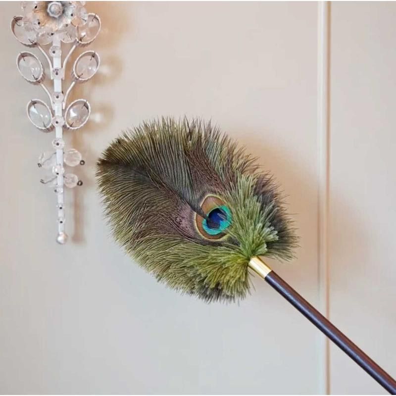 孔雀鸵鸟掸子高档鸡毛掸子复古防静电家用加密清洁扫灰神器除尘Peacock Ostrich Duster High-grade Feather Duster Retro Defense20251020