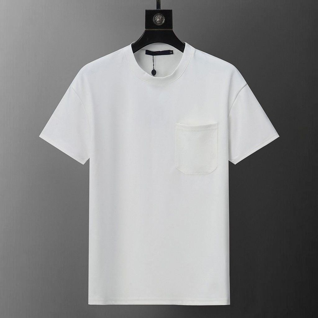 LV T-Shirt All-Match Summer Loose New Style Solid Color Short-Sleeved Round Neck Casual Mens T-Shirt