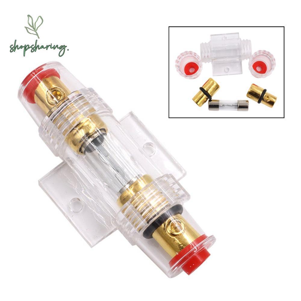 SHOPSHARING Car Fuse Holder Block, Inline DC 12V Car Audio Fuse, Auto Accessories Gold Plated AGU 30