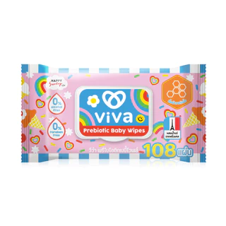 ViVa x Happy Sunday Prebiotic Baby Wipes 108 Sheets ทิชชู่เปียก สูตรพรีไบโอติก 108 แผ่น.