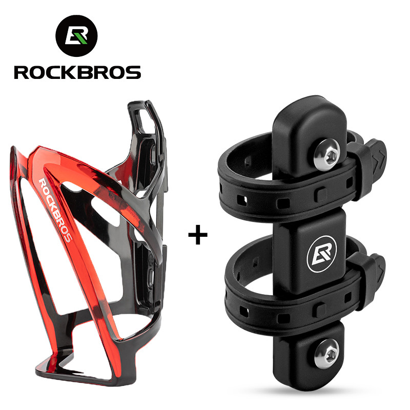 ROCKBROS  กรงขวดจักรยานชุดกรงขวดจักรยานสากล + ที่วางขวดน้ําอะแดปเตอร์ซิลิโคน 2 ชิ้น