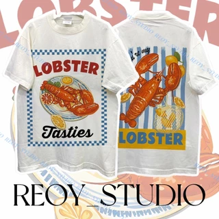(จัดส่งฟรี 24ชั่วโมงลดราคา) REOY_STUDIO เสื้อยืดโอเวอร์ไซซ์ Sorona ลายกุ้งมังกร Lobster สบายตัว ปกป้องท้องไขมัน ส่ง