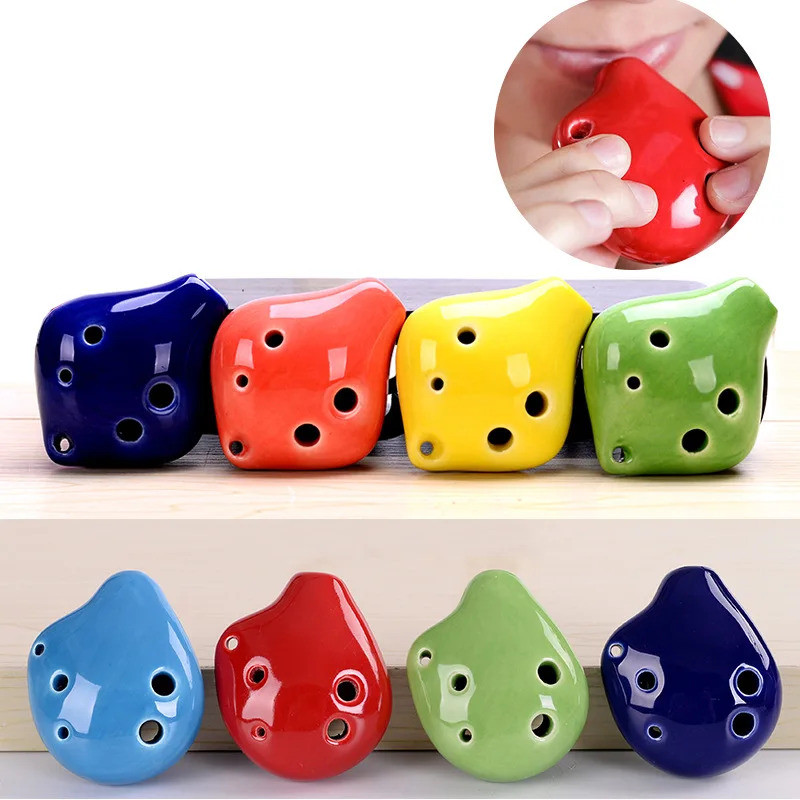 1pcs สีสัน Ocarina ขลุ่ย 6 หลุม Soprano C เซรามิค Flauta Ocarina Of Time Mini Ocarina ขลุ่ยของเล่นเด