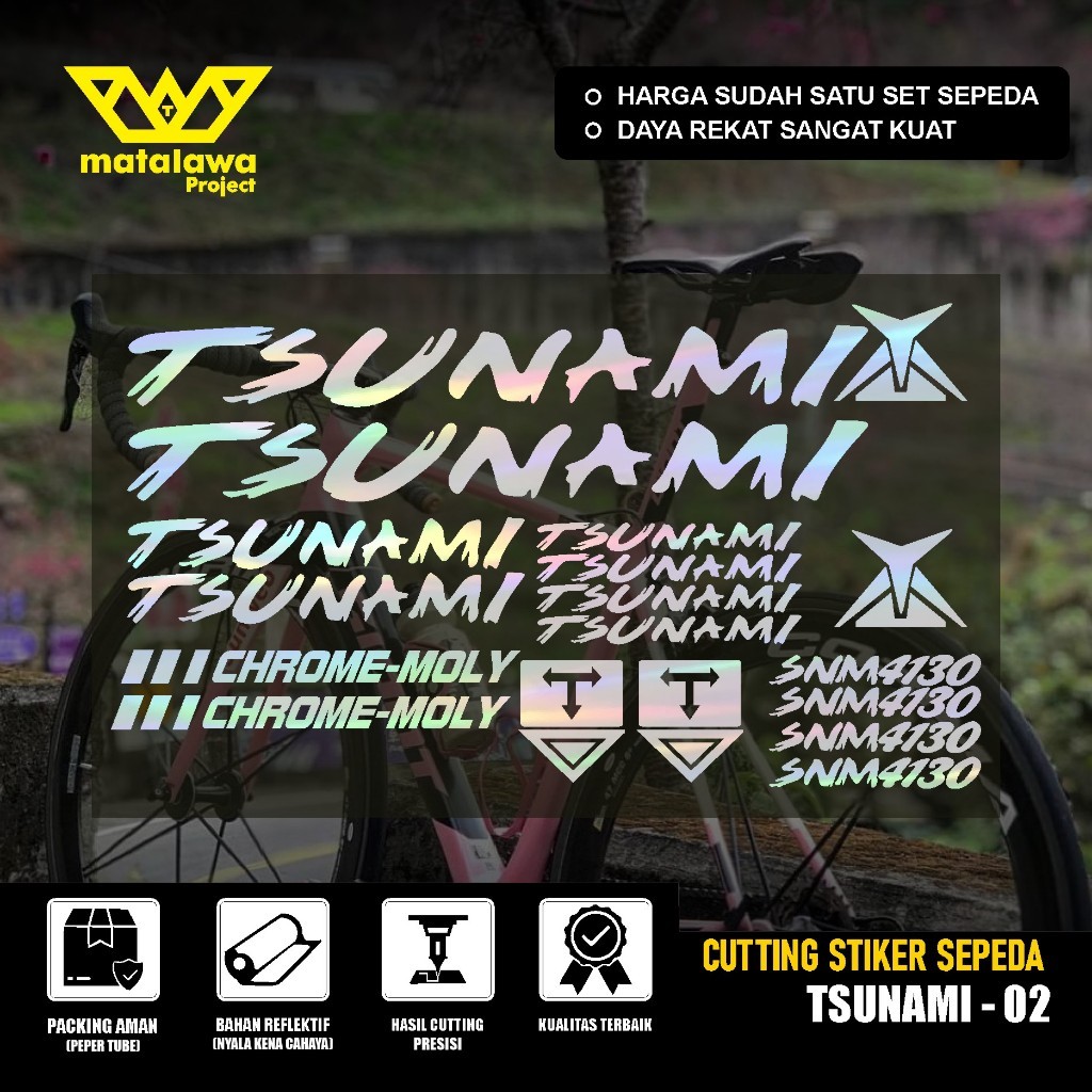 TSUNAMI STICKERS ที่ดีที่สุดพรีเมี่ยมตัดสติกเกอร์กรอบจักรยาน Tsunami Snm4130 100 300 กันน้ํา 02