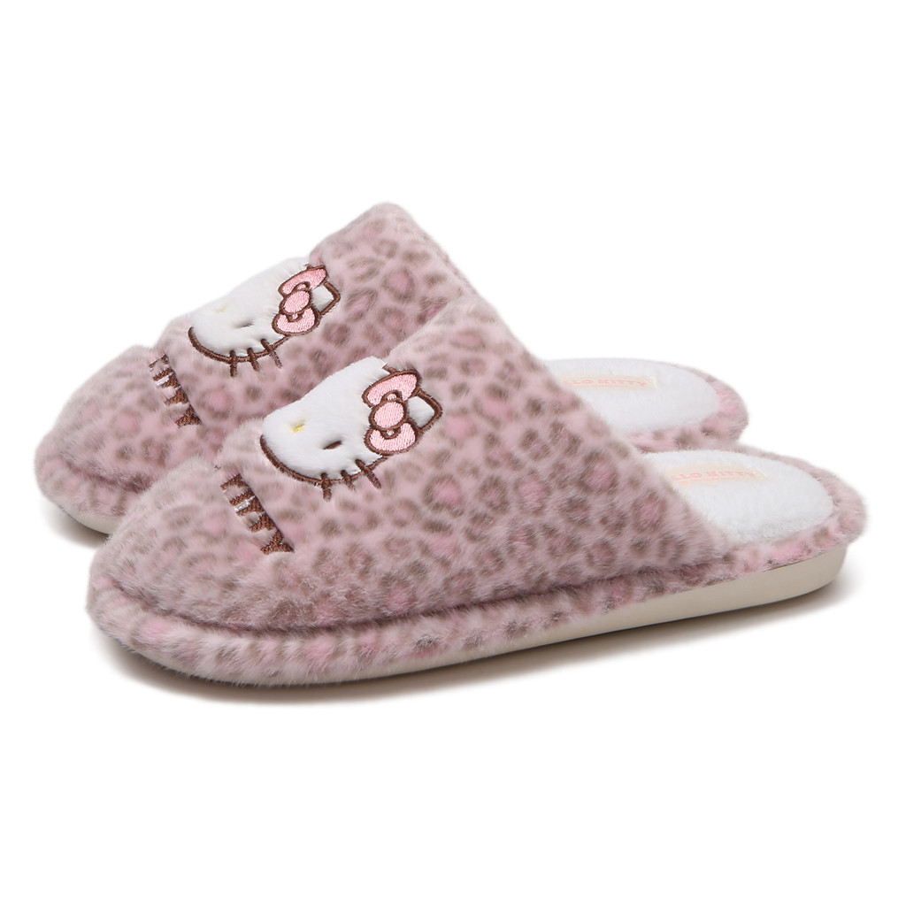 ฉี่ รองเท้าแตะผ้าฝ้ายเสือดาวพิมพ์ลูกแมวหญิงเฉพาะพื้นนุ่มนักเรียนบ้านฤดูหนาวที่อบอุ่น - รูปที่ 3