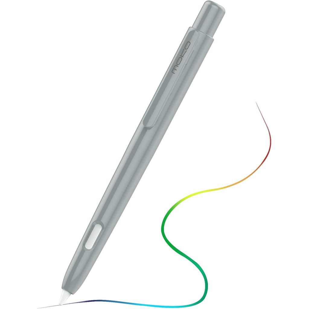 กล่องดินสอ PC แบบแข็ง MoKo เข้ากันได้กับ Apple Pencil รุ่นที่ 2, ฝาครอบดินสอป้องกันแบบยืดหดได้พร้อมคลิปที่แข็งแรง, รองรับ Double-Tap
