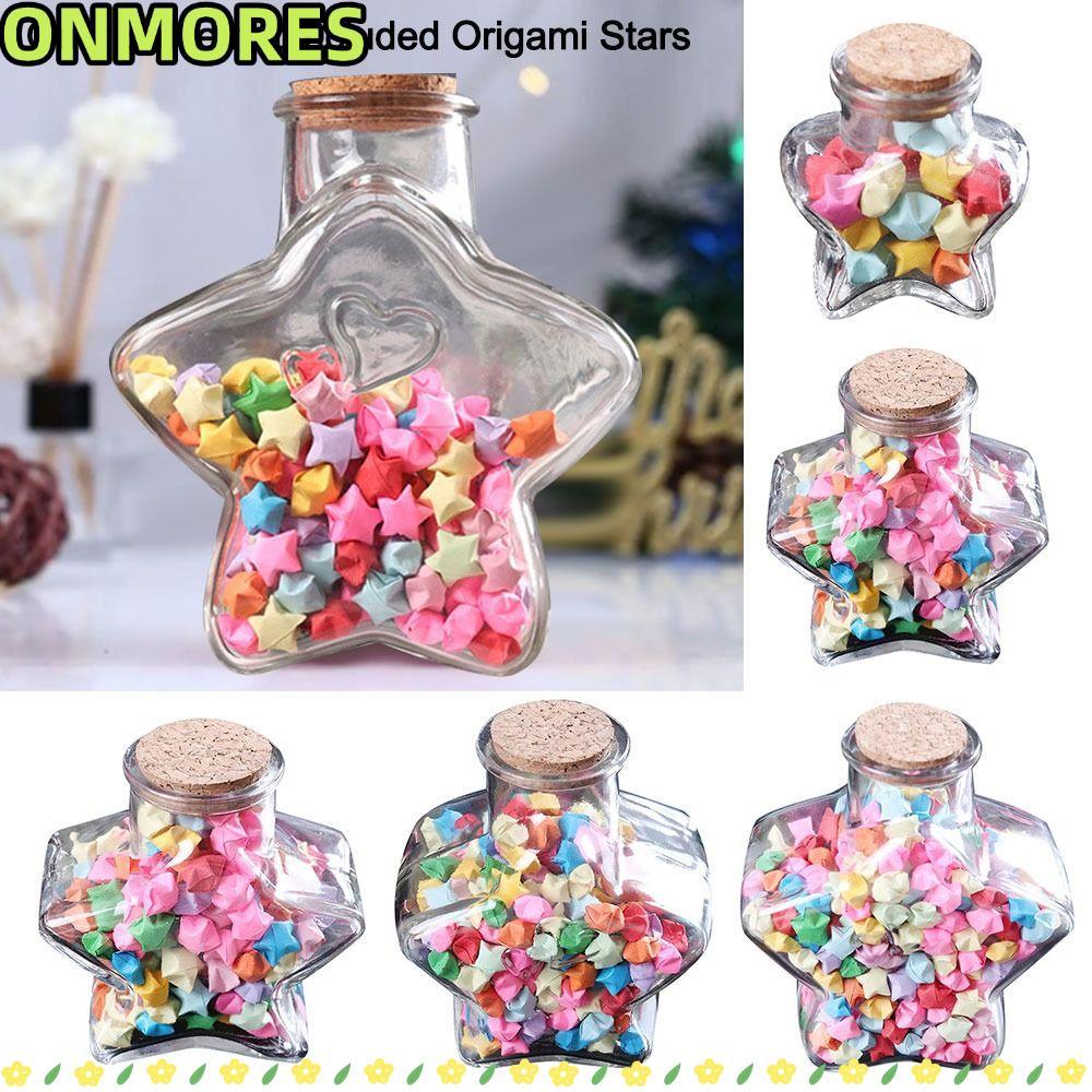 ONMORES Wishing Bottle, Craft Origami Stars Glass Bottle, Creative Stars Shape Pentagram Storage Bot