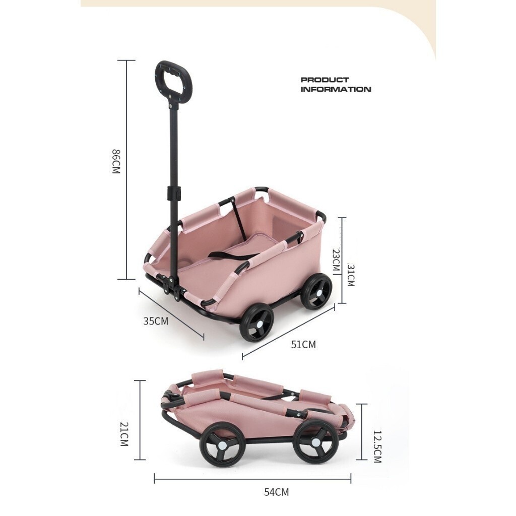 【Local Stock】Pet Trolly Dog Stroller Foldable Dog Cart Pet Stroller for Travelling Shopping Walking 
