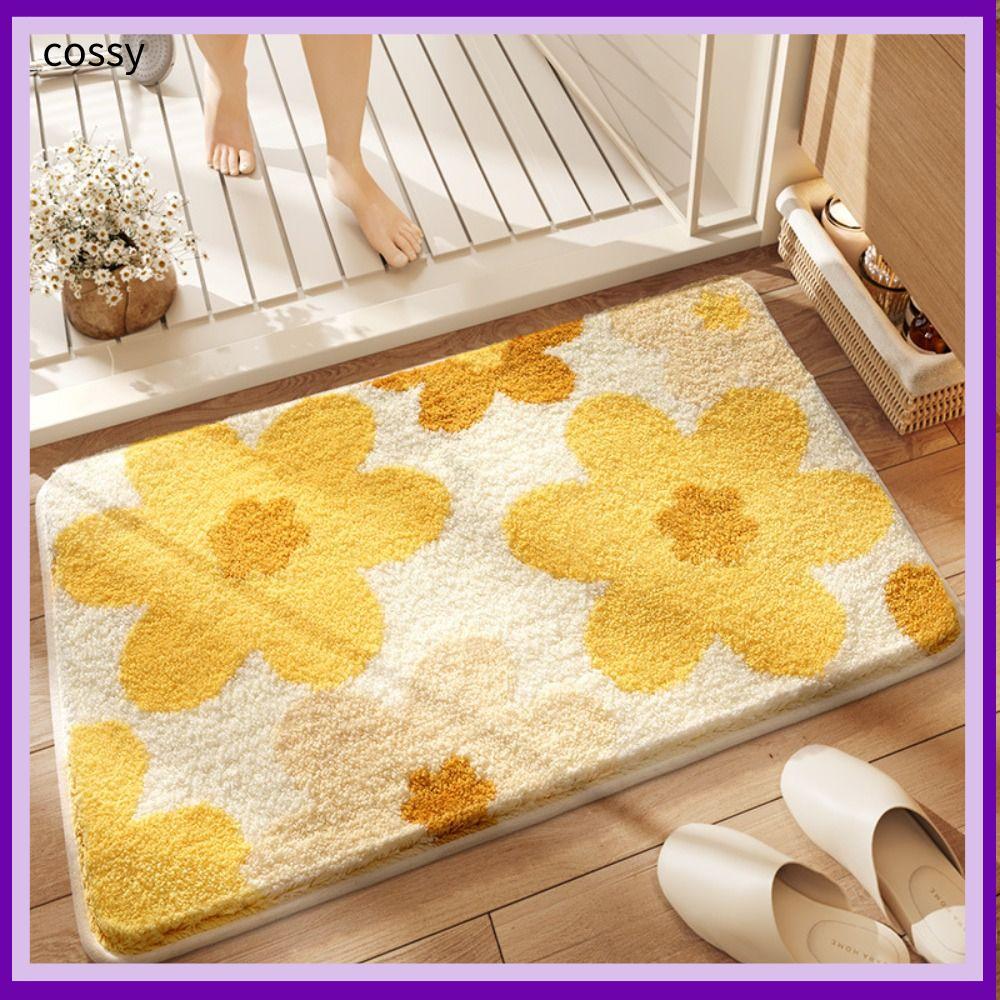 พรมปูพื้นห้องน้ำ คอสซี่ ลายดอกไม้ ขนาด 30x50cm นุ่มทนทาน สไตล์ทันสมัยเรียบง่าย