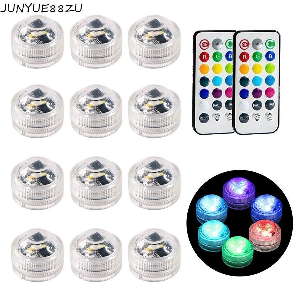 JUNYUE88ZU Pool Light RGB แจกันกันน้ําตกแต่งชา Hot Tub Aquarium โคมไฟกลางคืน