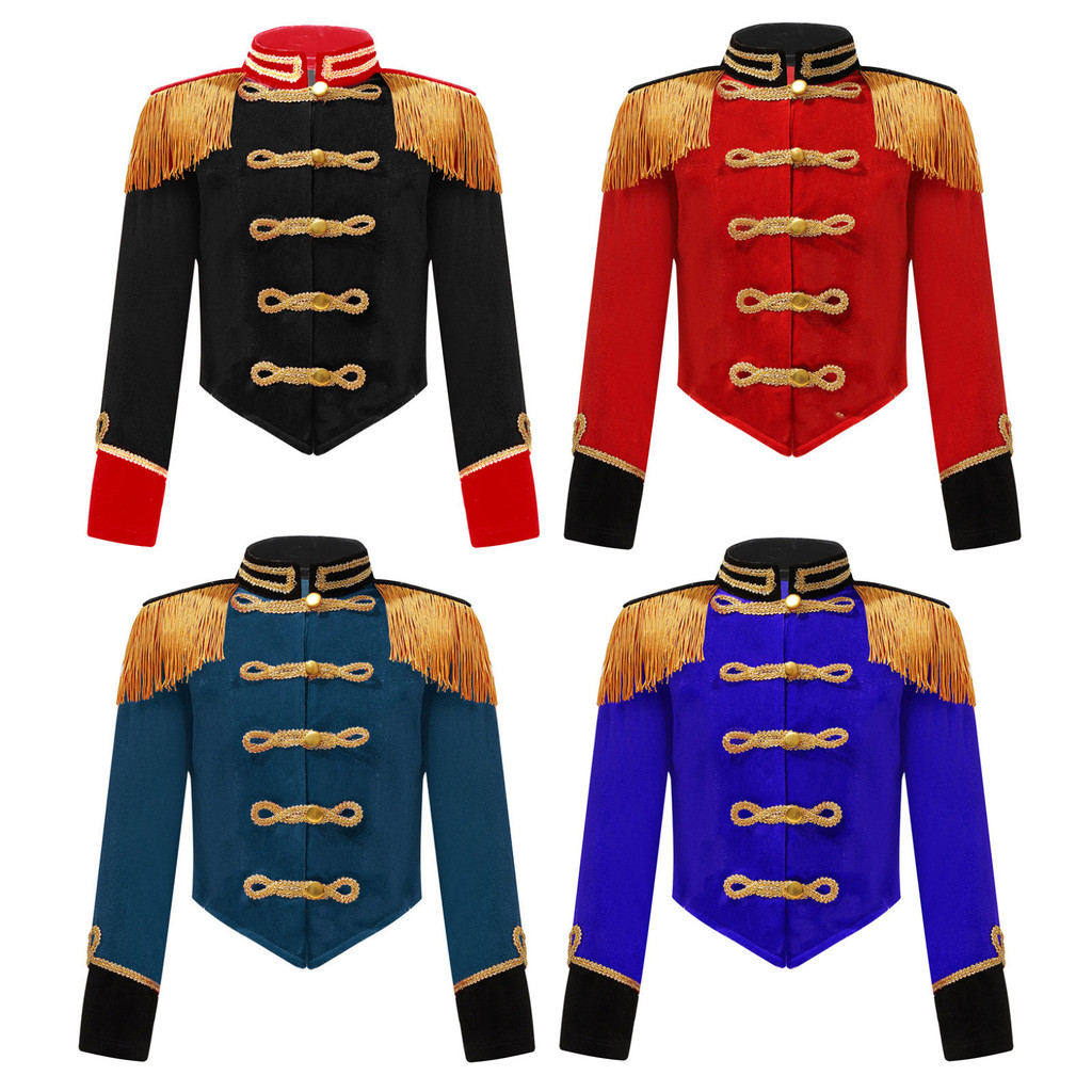 Yeahdor Girls Ringmaster Jacket Tassel Coat Uniform Ringmaster Circus เครื่องแต่งกายยุคกลางแขนยาว Tailcoat