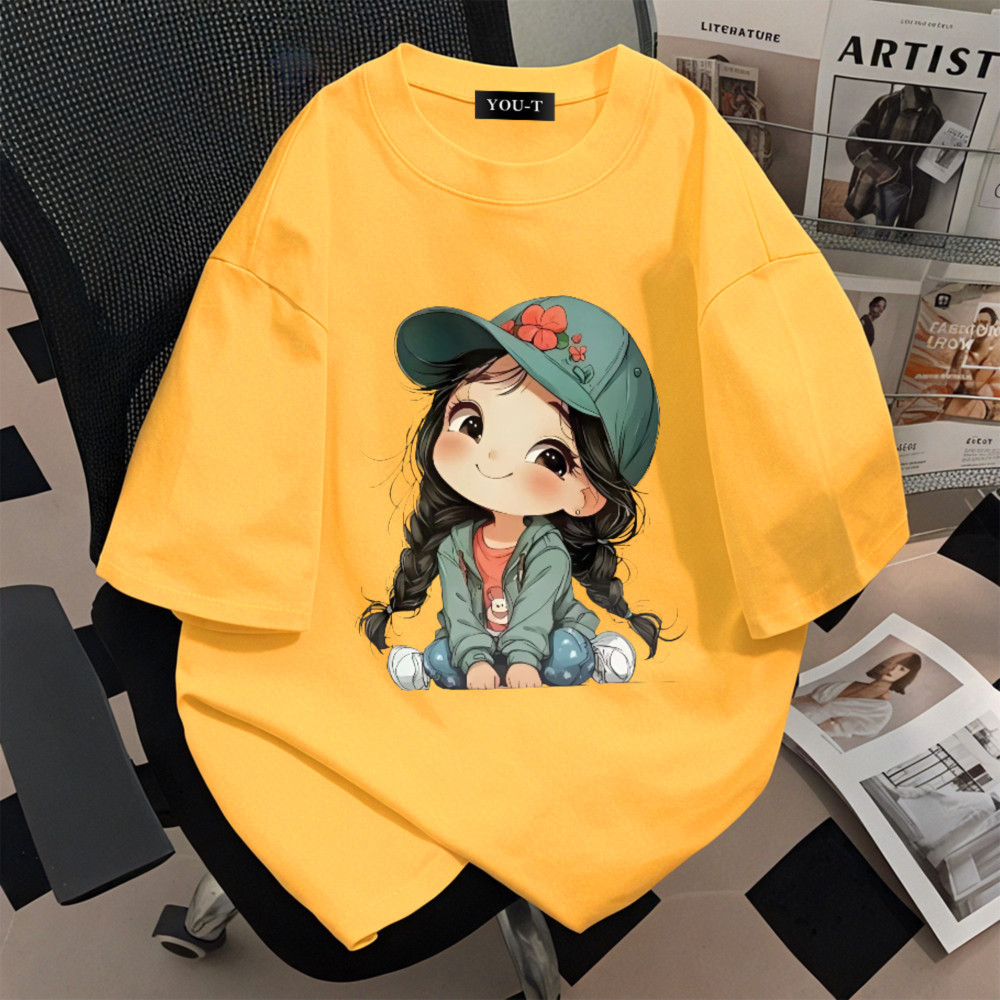 T42.SHOP🌸 สื้อยืด oversize เสื้อแฟชั่น เกาหลี โคตรนุ่ม ผ้าคอตตอน ลาย "GIRL"   สินค้าใหม่ 2025