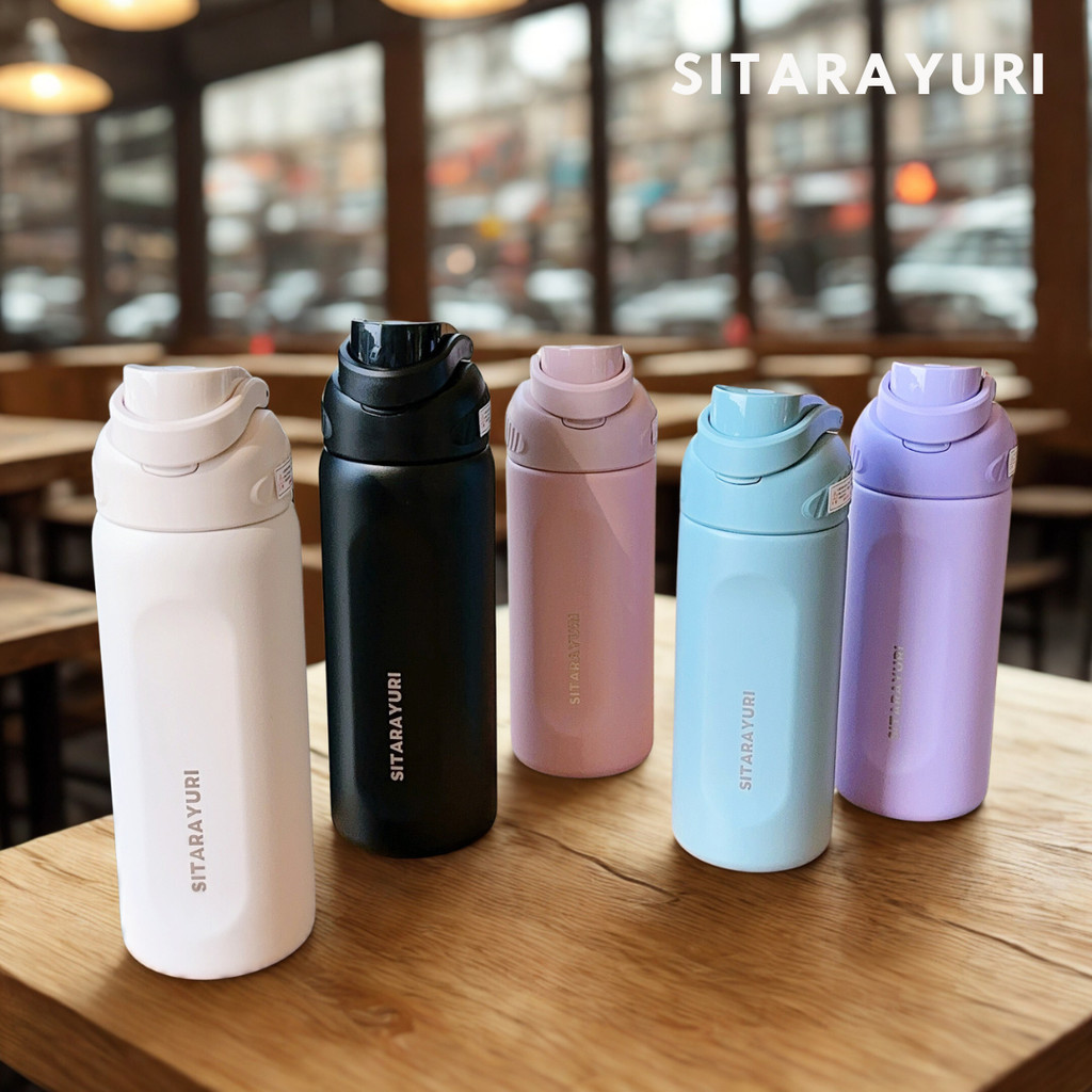 SITARAYURI ขวดน้ำขนาด 580ml 800ml เก็บร้อน - เย็น พกพาง่าย สีพาสเทล พร้อมฝาล็อคกันรั่วซึม SUS304