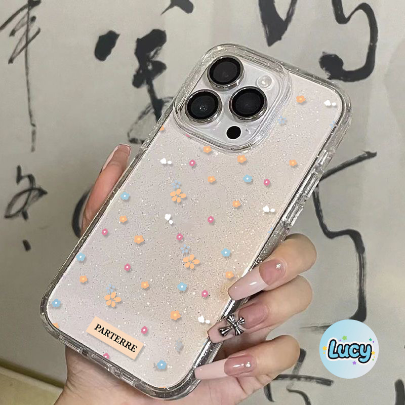 🍟Lucy🍟เคสใสกากเพชรลายน่ารักๆ สำหรับเคส iPhone 17 11 Pro Max 13 11 12 14 15 Pro Max 7 8 14 16 Plus X XS XR Max SE 2020