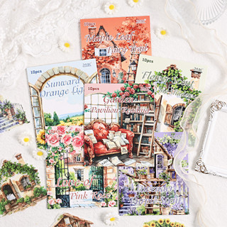 Journamm 10PCS Vintage Scrapbook สติกเกอร์ Washi กระดาษสําหร…
