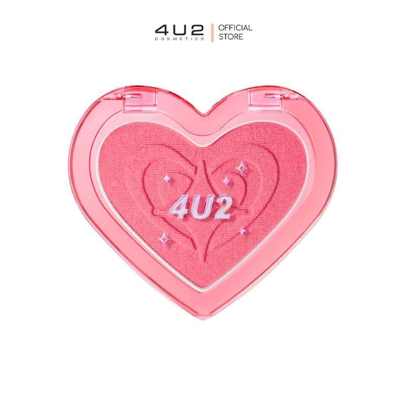 Pro (กด 2 ชิ้น โปร 1แถม1)  4U2 HEART BLUSH - บลัชหัวใจ ติดแกลม แก้มฉ่ำพุ่ง Wink บลัช หัวใจ ติดทน สีช