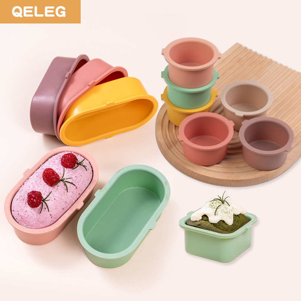 QELEG 1PC เค้กซิลิโคนแม่พิมพ์อบรอบ,สแควร์,Oval Shape Pudding,ทาร์ตไข่,แม่พิมพ์เค้กขนมปังปิ้ง 6 สีใช้งานง่ายแม่พิมพ์อบซิลิโคนอเนกประสงค์