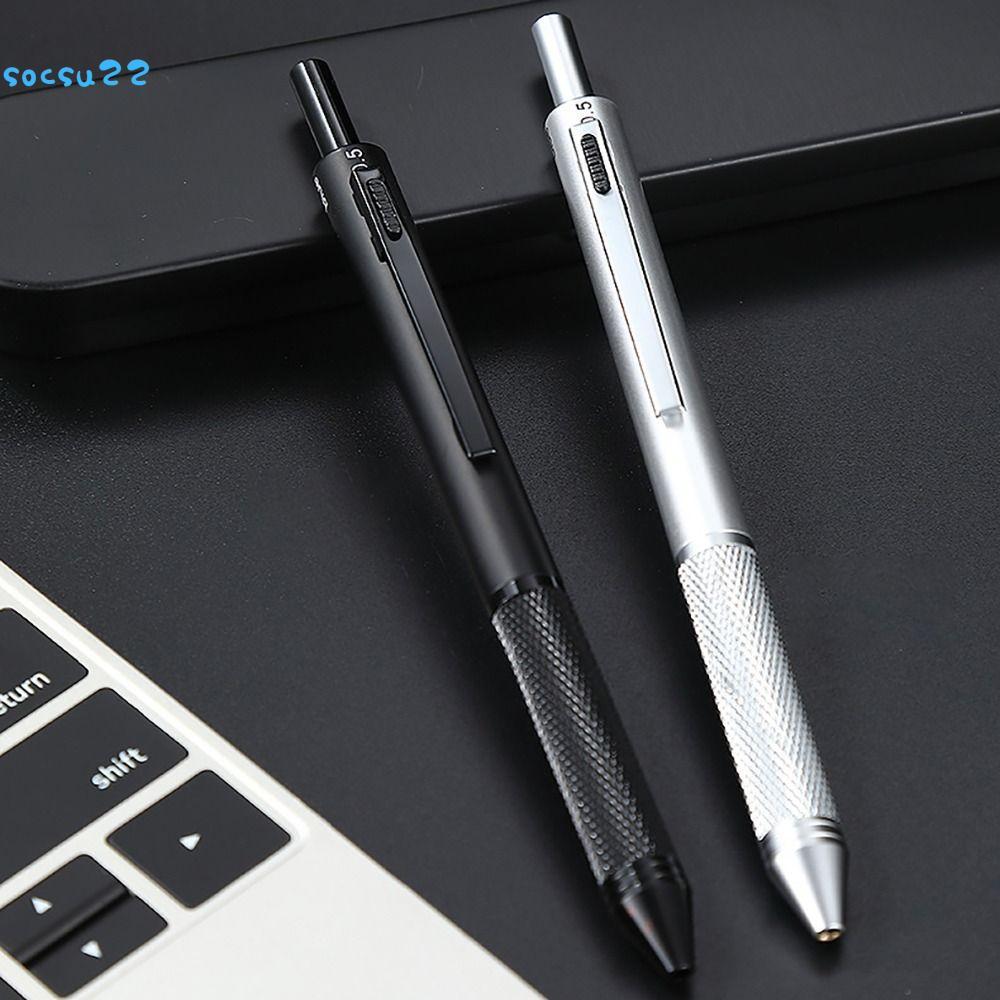 SOCSU ปากกามัลติฟังก์ชั่น, 4-in-1 Gravity Sensor 3 สีปากกาลูกลื่น,คุณภาพสูงกดประเภทโลหะ 0.5 มม.ดินสอของขวัญ