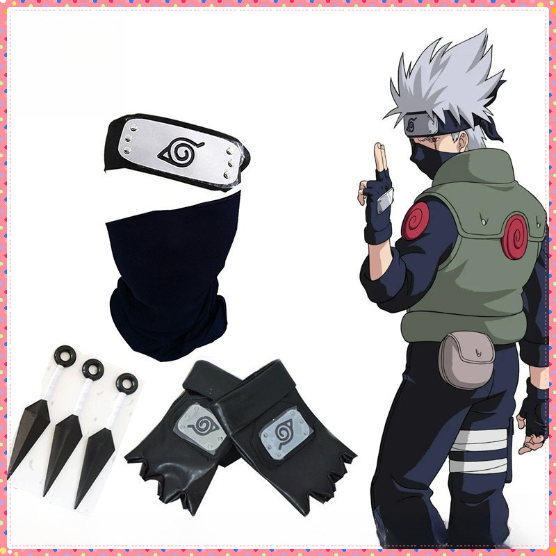 เนื้อหา 7 ชุดคอสเพลย์ Kakashi Naruto Headband Kakashi หน้ากาก Kakashi ถุงมือ 3 ชิ้น Kunai