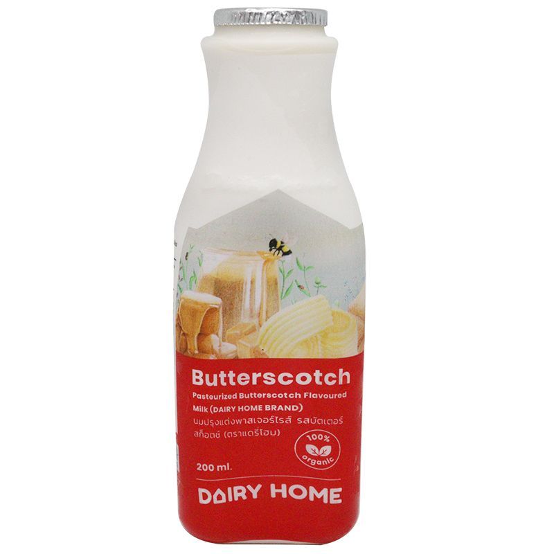 แดรี่โฮมนมสดรสบัตเตอร์สก็อตซ์ 200ซีซี Daily Home Pasteurized Butterscotch Flavoured Milk 200cc. [8858709100970 ]