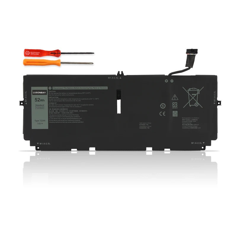 LUSONBAY 722KK แบตเตอรี่แล็ปท็อป 7.6V 52Wh สําหรับ DELL XPS 13 9300 9310 9380 Series P117G001 P117G0